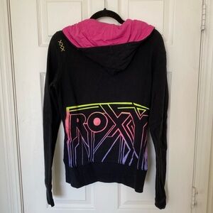 Roxy Black Jacket with Pink Hood and Neon Logo